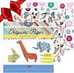 Origami Paper Adventure Pack- 120 Sheets - Origami Traditional Japanese Folding Paper - Oragami Paper with Floral, Animal Prints, Aztec, Geometric - Create Flowers, Birds, Animals - for Kids & Adults