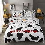 Kids Cute Dog Duvet Cover Set Cartoon Puppy Dalmatian Animal Bedding Set King Size For Boys Girls Children Bedroom Decor Ultra Soft Black White Pet Little Dog Paws Comforter Cover Reversible Lovely