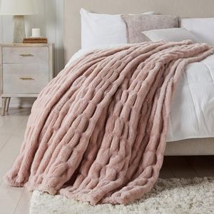 Springtree Home Luxury Micro Plush Throw Blanket | Thick Faux Fur | Pink