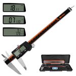 HARDELL Digital Caliper 200mm, Vernier Caliper Measuring Tool Large LCD Screen, Stainless Steel, Auto-Off, Inch/Fractions/Millimeter Waterproof Calipers Micrometer for DIY/Household/3D Printing