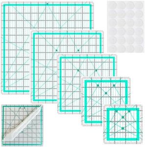 Quilting Rulers,5 Square Quilting Ruler Quilting Templates(3.5",5", 8",10",12.5"),Quilting Rulers Acrylic Rulers Fabric Cutting Ruler with Non-Slip Rings for Quilting and Sewing
