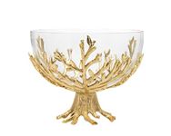 Godinger Decorative Serving Bowl Centerpiece Serveware Golden Branch Glass - 10.5 Inches