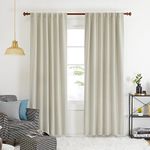 Deconovo Back Tab and Rod Pocket Blackout Curtains - (52W x 84L Inch, Set of 2 Panels, Light Beige) Solid Thermal Insulated Blackout Curtains for Living Room