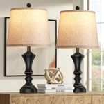 ROTTOGOON Retro Table Lamps Set of 2, Nightstand Lamp for Bedroom Vintage Rustic Table Lamps for Living Room Traditional Nightstand Bedside Lamps 22" (Black) Bulb NOT Included