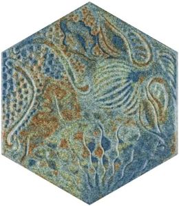 Merola Tile Gaudi React Hex Ocean 8-5/8" x 9-7/8" Porcelain Floor and Wall Tile