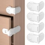 REDTRON Child Safety Cabinet Locks, Baby Proof Cupboard Locks with 3M Adhesive, Child Locks with No Trapped Fingers, No Tools Needed, Easy Installation(4 Pack, White)