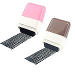 2Pcs Identity Protection Roller Stamps Identity Prevention Theft Stamp Wide Rolling Security Stamp for Privacy Protection, ID Blockout and Address Blocker (Pink and Coffee)