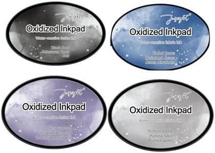 Qsnmieo Distress Oxide Ink Pads for Stamps 2.8"X3.9"Stamping, Ink Stamp Pads (A: Black Soot, Dusty Concord, Faded Jeans, and Pumice Stone)