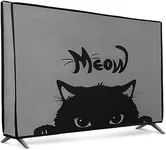 kwmobile Dust Cover for 24" TV - Flat Screen TV Protector - Meow Cat Grey/Black