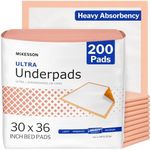 McKesson Underpads Disposable Bed Pads 30" x 36" [200 Count], Heavy Absorbency, Ultra Incontinence Chux Pads for Adults, Elderly, and Baby, Pee Pads