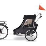 Wike Premium Double Children's Bicycle Trailer - includes Stroller Jogger Kits - accommodates up to 2 children 52in tall/100lbs, includes safety seat padding, 2 bike hitches, rear reflectors & screens