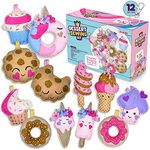 12 Pre-Cut Mini Treats Dessert Fun Kids Sewing Kit for Kids Ages 8-12 Children Beginners Sewing kit Kid Crafts Make Your Own Felt Pillow Plush Craft Kit Girls and Boys Art Craft Kits Learn to Sew Kit