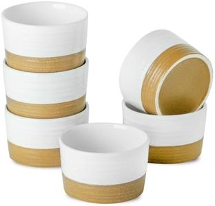 Ramekins 8 OZ for Creme Brulee Oven Safe,Ceramic Souffle Cups Set of 6,Small Dipping Sauce Cups for Charcuterie,Dessert,Dipping Sauce,Custard and Pudding,Microwave & Oven Safe,Patchwork White