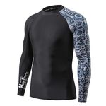 HUGE SPORTS Men's Splice UV Sun Protection UPF 50+ Skins Rash Guard Long Sleeves(Leopard print,S)