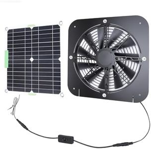 100W Solar Exhaust Fan, 13.5 Inch Solar Ventilation Fan with Monocrystalline Panel, Solar Powered Fan for Chicken Coop Greenhouse RV Shed Dog House