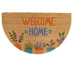 HOKIPO Large 45X75Cm Coir Door Mats For Entrance Big Size Welcome Mat, Welcome Home, Blue (In307-Bl, Rectangular)