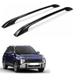 Universal Car Roof Rail Bars Set of 2 | Premium Metal Roof Rack with Plastic End Caps | Strong, Lightweight & Weather Resistant | Easy Installation | Full Black Suitable for Venue 2025