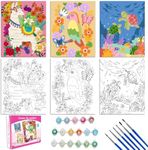 3 Pack Paint by Numbers Kit for Kids, 10*8"Color by Number for Kids Framed Canvas with 17 Acrylic Paint Pots and 6 Brushes, Paint by Numbers for Kids Age 8-12, Crafts Art Supplies for Kids 9-12