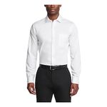 Van Heusen Men's Dress Shirt Regular Fit Ultra Wrinkle Free Flex Collar Stretch Solid, White, 18"-18.5" Neck 34"-35" Sleeve