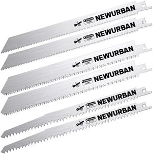 NEWURBAN 6 Pack Stainless Steel Reciprocating Saw Blades for Frozen Meat Bone Food Cutting 9.5 in (240mm) - 5TPI - 2pcs, 8TPI - 2 pcs / 9 in (225 mm) - 10TPI - 2pcs