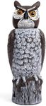 Dalen Rotating Head Fake Owl Decoy to Scare Birds Away from Gardens, Rooftops, and Patios - Scarecrow Provides Chemical-Free Pest Control - Safe and Humane, 18" 360º Rotating Head