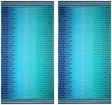 Cotton Craft - 2 Pack - Oversized Jacquard Double Woven Velour Beach Towel 39x68 - Tile Blue Teal - Highly absorbent - 450 grams per square meter 100% Pure Ringspun Cotton