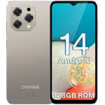 DOOGEE Phone, N55 Android 14 Mobile Phone(2024), 128GB ROM/1TB TF, 90Hz 6.56" HD+ Waterdrop Screen, 5150mAh, Octa Core, 13MP+8MP, 4G Dual SIM Free Unlocked, OTG, Protective Case - Gray