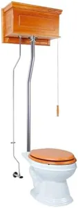 Renovator's Supply Light Oak Finish High Tank Toilets Raised Tank Elongated Toilet