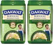 Daawat Biryani Basmati Rice| World S Longest Rice Grain Expands 24Mm* | Tasty, Non-Sticky & Rich Aroma |Naturally Aged|1 Kg.. (Pack of 2)
