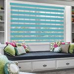 ZEBRA BLINDS Polyester Curtain Blinds for Windows and Doors with Dual Shade, Horizontal Stripes, Sheer and Solid Fabric, Light Control/Blackout Blinds, Waterproof (BLUE) WIDTH 125XHEIGHT 150CM