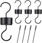 Harewu 4 Pack Hummingbird Feeder Accessory Hooks with 4 Clean Brushes,Hummingbird and Oriole Feeder Hanging Ant Guard, Feeder Accessory Hooks (Black)