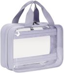 ECOHUB Clear Hanging Toiletry Bag, 9L Large Capacity Travel Makeup Bag, Waterproof Cosmetic Bag Fit Full Sized Toiletries or Cosmetics, Foldable Hygiene Bag for Makeup Accessories (Purple)