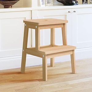 HOUCHICS Wooden Step Stool,Step Stools for Adults with 400 lb, Wood Step Stool, Step Stool, Step Stool for Bedside Step Helper for Kitchen,Bathroom,Bedroom (Wooden)