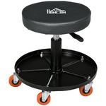 HOMCOM Workshop Stool with Pneumatic Adjustable Height, Rolling Mechanic Stool with 360 Degree Swivel Padded Seat and Tool Tray for Garage, Workshop, Auto Repair