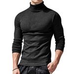 Ophestin Men's Basic Turtleneck Top Jumpers Slim Fit Long Sleeve Pullover Turtle Neck Shirt Casual Blouse Sweatshirts Black 2XL