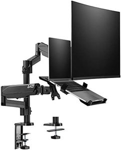 AVLT Laptop and Monitor Arm Tall Pole - Mount 15.6" Notebook and 32" Monitor on 2 Full Motion Adjustable Arms - Organize Your Work Surface with VESA Monitor Desk Mount