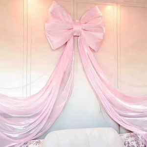 Large Pink Bow Birthday Decorations, 31'' x 60'' Big Bow Themed Backdrop Room Wall Decor Wedding Engagement Bachelorette Baby Shower Bridal Christmas Tree Decoration (Large)