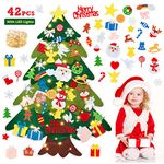 SOMYTING 3.3FT DIY Felt Christmas Tree Set with Light Toddler Christmas Tree Wall Hanging with 42pcs Detachable Ornaments Party Supplies Children Kids Xmas Gifts Christmas Decorations