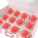 Confect Edible Flower | Edible Flower for cake decorations | Edible Flower Cupcake Toppers | Cupcakes & Doughnut Edible Toppers | French Rose Pink Sugar Flower- Pack of 12