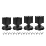 uxcell 4Pcs Metal Adjustable Furniture Legs, 60-70mm(2.4"-2.8") Cabinet Feet Support Replacement for Bed, Chair, Sofa, Table, Black (W/Screws)