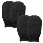 Sibba 2 Pairs Exfoliating Gloves, Exfoliating Mitt Body Scrubber for Removing Dirt and Dead Skin, Body Exfoliator for Shower Bath, Tan Removal, Keratosis Pilaris (Black)