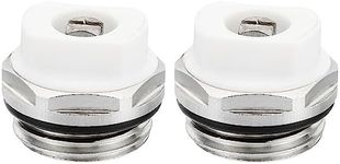 PATIKIL 1/2" BSP Male Thread Manual Radiator Air Vent Plug Valves, 2 Pack Nickel Plated Brass Plug for Radiator Heater, Silver White