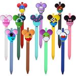 Raykeeplus 12 Pcs Cute Mouse Head Character Ears Pens Multi Color Pencil Nootbook Signature Office Desk Stationary Accessories Gifts for Student Teacher School Office Supplies