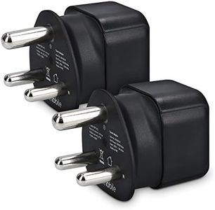 kwmobile 2X Adaptateur Voyage Afrique du Sud - Adaptateur Compact pour Fiche Schuko vers Type M - Compatible Prise Mozambique Népal Botswana - Noir