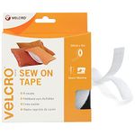 VELCRO Brand Sew On White Fabric Tape 20mm x 5m - Hook and Loop Tape Fastener Roll, Hook and Loop Tape Sew on Perfect For Sewing, Clothing, Fabric Repair and Hemming