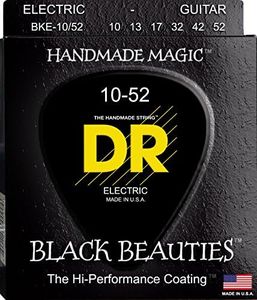 DR Strings Electric Guitar Strings, Black Beauties - Extra-Life Black Coated, 10-52