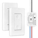 DEWENWILS Wireless Light Switch and Receiver Kit, Remote Control Wall Switch Lighting Fixture 3 Way for Ceiling Lights, Fans, Lamps, No Wiring, Expandable, 100ft RF Range, (2 Switches and 1 Receiver)