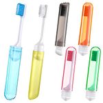 6 Pieces Travel Toothbrush Fold Travel Toothbrush Camping Toothbrush Folding Toothbrush with a Toothbrush Box Soft Bristle Portable Toothbrush for Travel, Hiking, School, Business Trip
