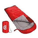 Sleeping Bag 3 Seasons (Summer, Spring, Fall) Warm & Cool Weather - Lightweight,Waterproof Indoor & Outdoor Use for Kids, Teens & Adults for Camping Hiking, Backpacking and Survival (Red)