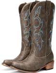 Choiran Cowboy Boots for Women - Mid Calf Cowgirl Boots Western Chunky Heel Pointed Toe Boot with Retro Embroidery, Country Concert Outfit Essentials for Rodeo Festival Dark Brown US 9.5